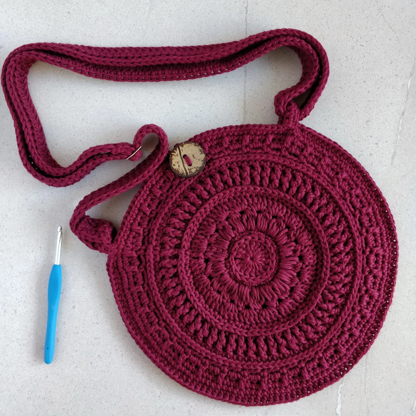 Elena Handbags Floral Crochet Mini Purse Brown